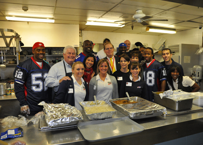 CityMissionThanksgiving Buffalo City Mission, November 24th - We were able to serve a Thanksgiving-style lunch to the many people who use the services offered by the Buffalo City Mission. Buffalo Bills players have volunteered at this event for over 10 years, starting with Bruce Smith and Frank Reich. Buffalo City Mission exists to meet the spiritual and practical need of the poor through the demonstration of love and worship.